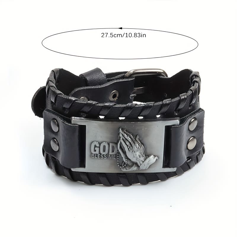 Bracelet en cuir Mains en prière de Christianartworkshop : un symbole audacieux de bénédiction - image 2