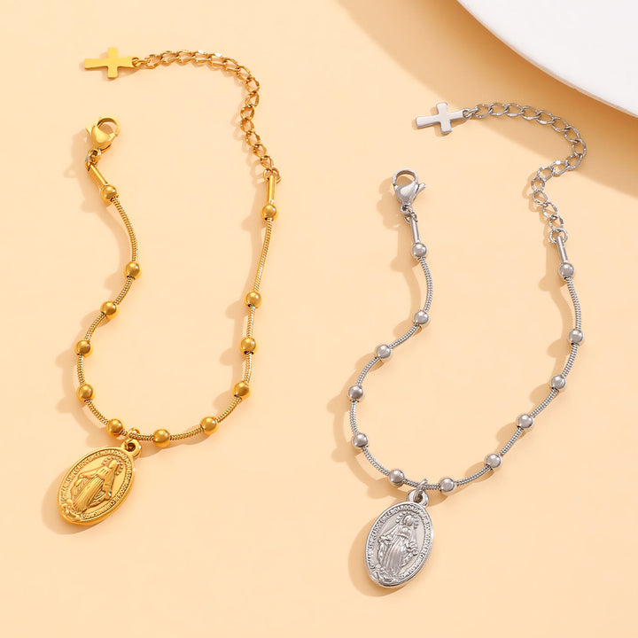 Christianartworkshop Bracelet avec médaille Notre-Dame et croix : un rappel de foi et de bienveillance à porter au quotidien - image 2