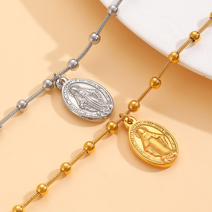 Christianartworkshop Bracelet avec médaille Notre-Dame et croix : un rappel de foi et de bienveillance à porter au quotidien - image 3