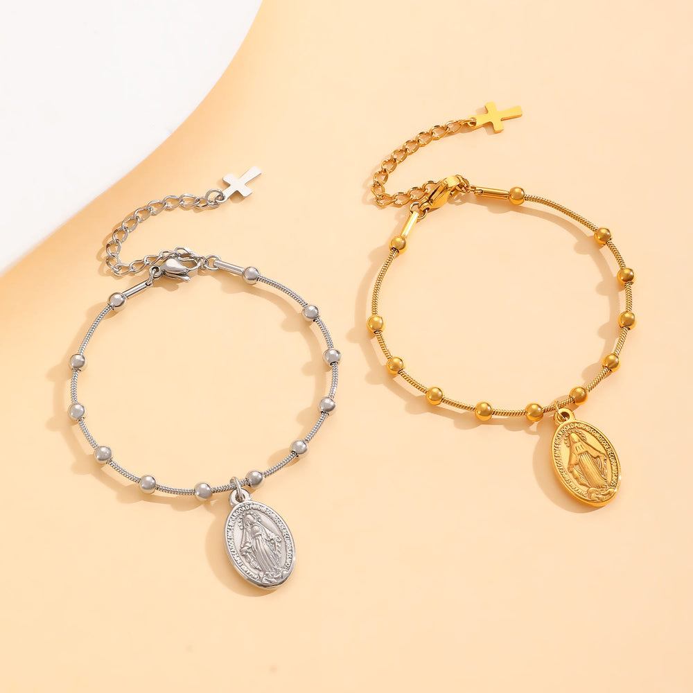 Christianartworkshop Bracelet avec médaille Notre-Dame et croix : un rappel de foi et de bienveillance à porter au quotidien - image 1