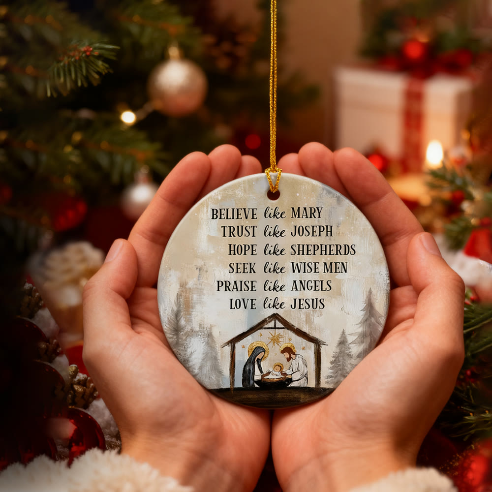 Christianartworkshop Ornement de Noël avec une phrase sur la vertu de la Nativité : un symbole de foi élégant pour la décoration des fêtes - image 1