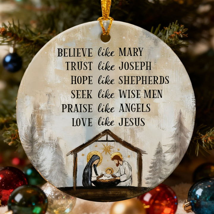 Christianartworkshop Ornement de Noël avec une phrase sur la vertu de la Nativité : un symbole de foi élégant pour la décoration des fêtes - UN - Acrylique - image 0
