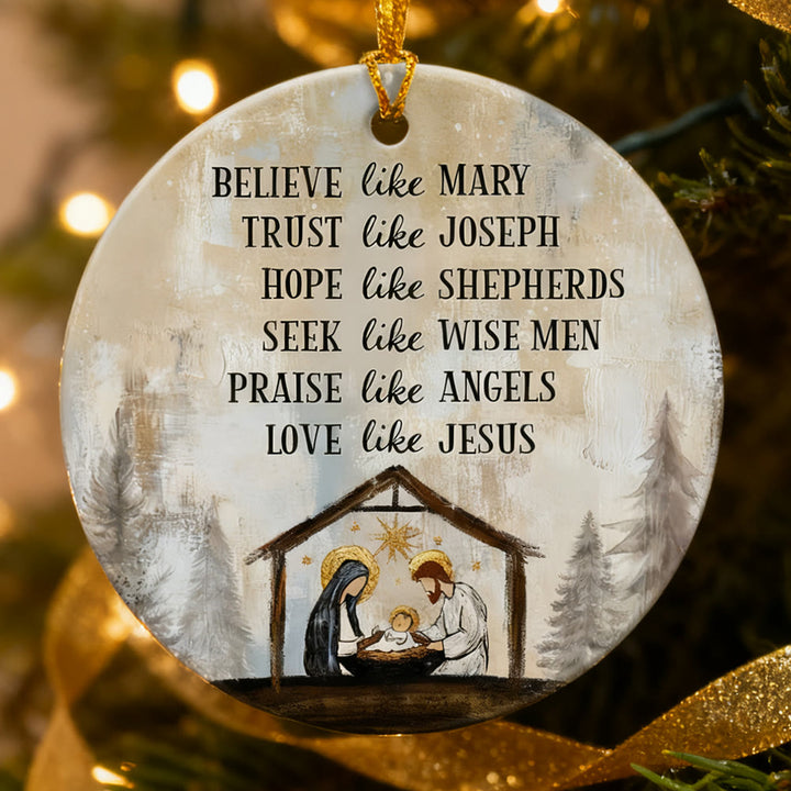 Christianartworkshop Ornement de Noël avec une phrase sur la vertu de la Nativité : un symbole de foi élégant pour la décoration des fêtes - image 2