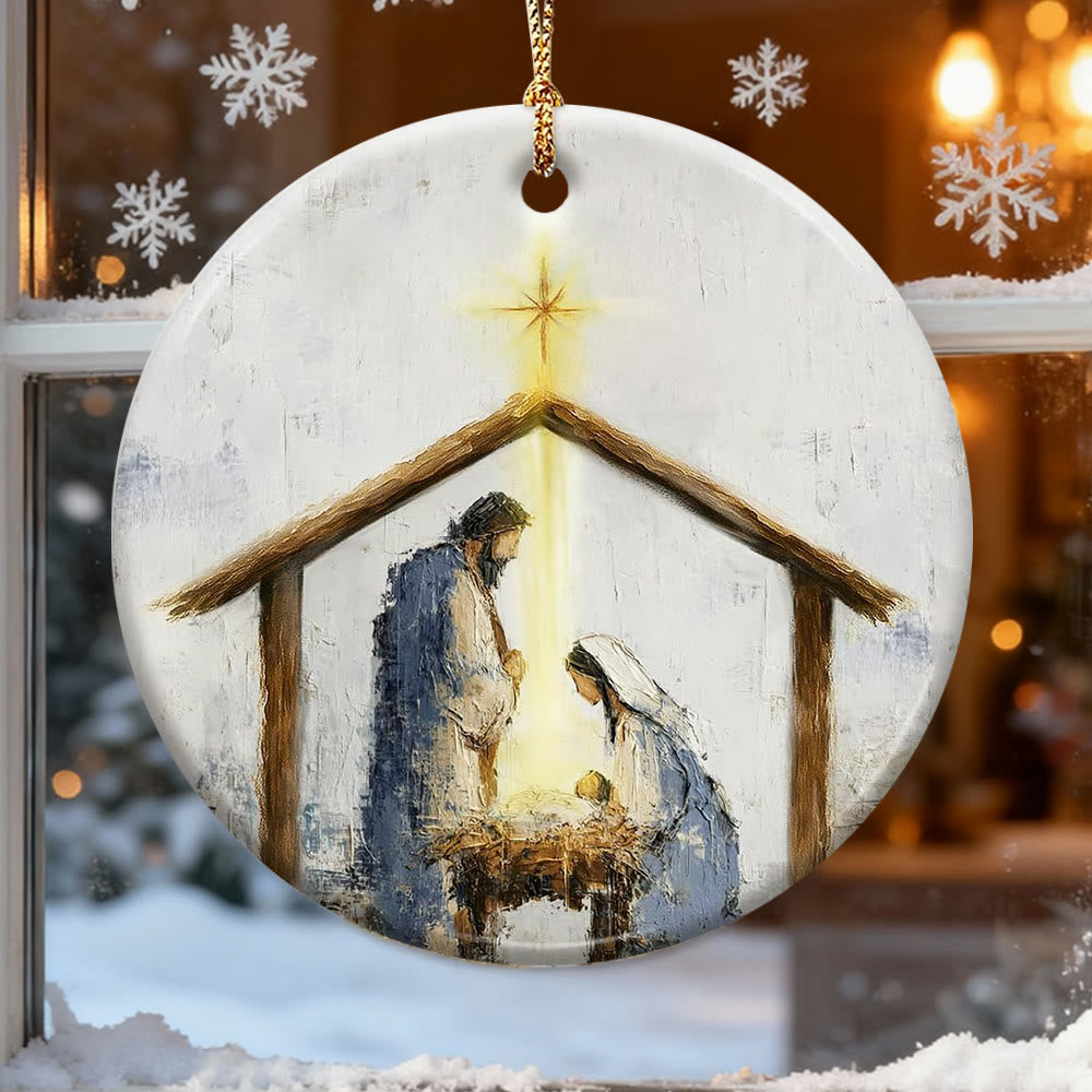 Christianartworkshop Crèche chaleureuse en forme d'étable : un rappel de foi et de réconfort pour les sapins de Noël - image 2