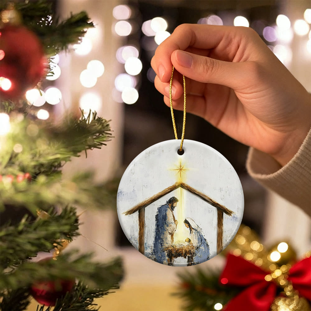 Christianartworkshop Crèche chaleureuse en forme d'étable : un rappel de foi et de réconfort pour les sapins de Noël - image 1