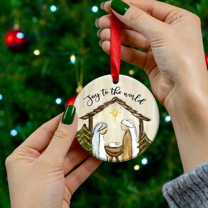 Christianartworkshop Crèche « Joie au monde » : Un symbole de foi et de joie pour les sapins de Noël - image 1