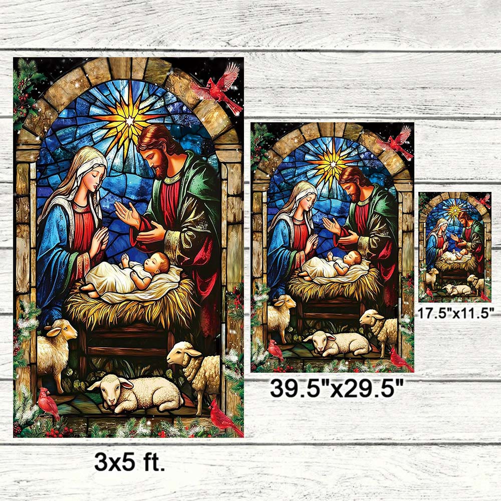 Christianartworkshop Drapeau de jardin Nativité et Moutons : Symbole de douceur pour les jardins de Noël - image 5
