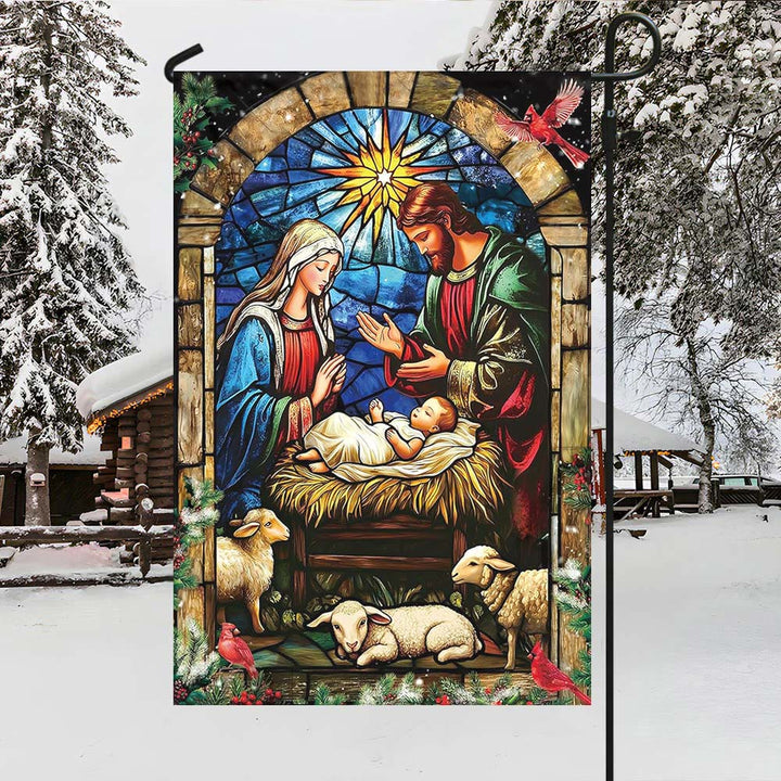 Christianartworkshop Drapeau de jardin Nativité et Moutons : Symbole de douceur pour les jardins de Noël - image 4