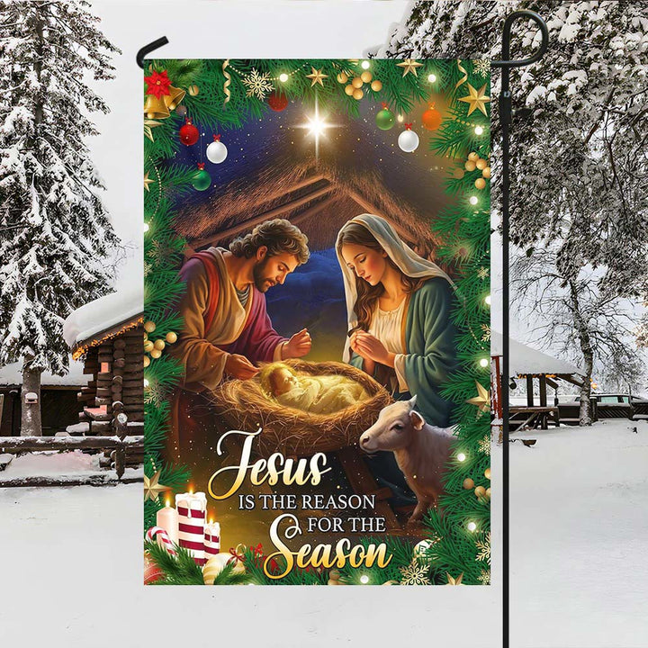 Christianartworkshop Crèche de Noël « Jésus est la raison » : Un rappel de foi et de joie pour votre jardin - UN - 90×150cm (3×5 pi) - image 0