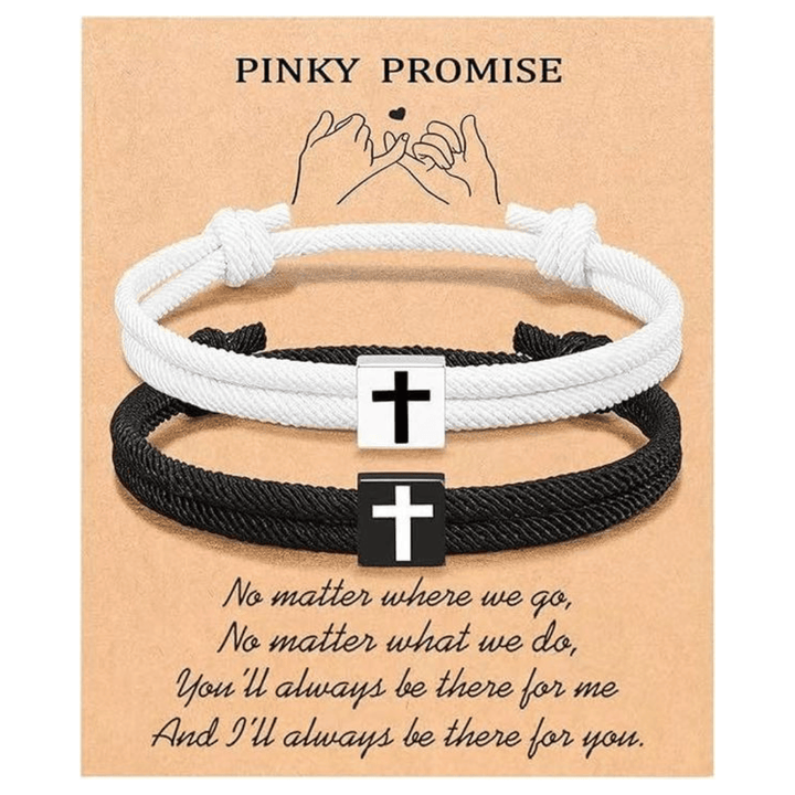 Bracelet croix en corde Christianartworkshop Milano avec carte cadeau : Bénédiction attentionnée pour les baptêmes et les étapes importantes - Pour couple - image 0