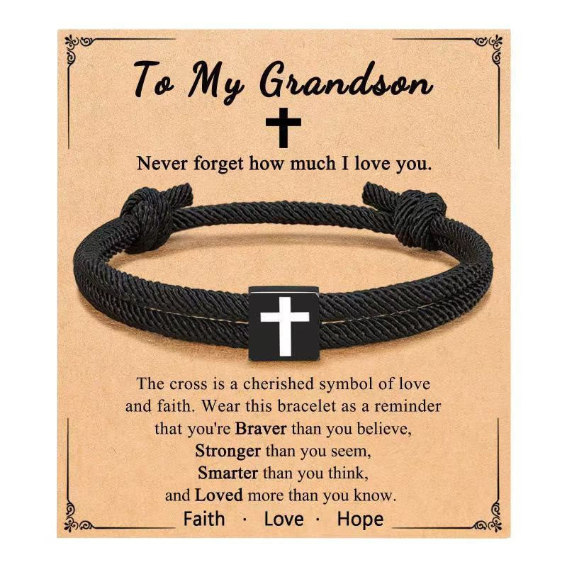 Bracelet croix en corde Christianartworkshop Milano avec carte cadeau : Bénédiction attentionnée pour les baptêmes et les étapes importantes - À mon petit-fils - image 18