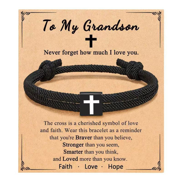 Bracelet croix en corde Christianartworkshop Milano avec carte cadeau : Bénédiction attentionnée pour les baptêmes et les étapes importantes - À mon petit-fils - image 18