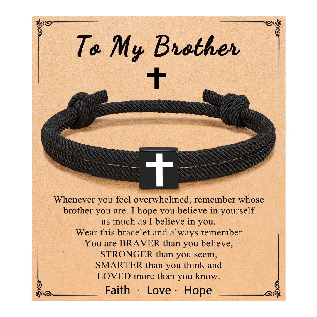 Bracelet croix en corde Christianartworkshop Milano avec carte cadeau : Bénédiction attentionnée pour les baptêmes et les étapes importantes - À mon frère - image 19