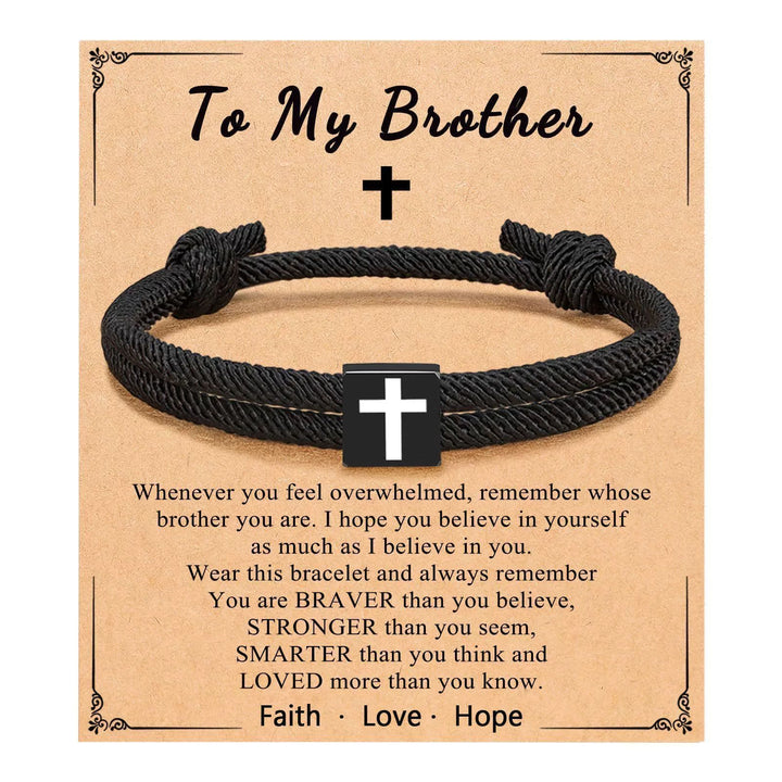 Bracelet croix en corde Christianartworkshop Milano avec carte cadeau : Bénédiction attentionnée pour les baptêmes et les étapes importantes - À mon frère - image 19