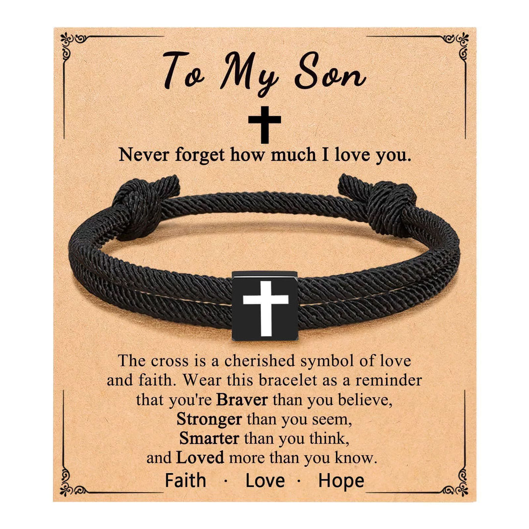 Bracelet croix en corde Christianartworkshop Milano avec carte cadeau : Bénédiction attentionnée pour les baptêmes et les étapes importantes - À mon fils - image 17