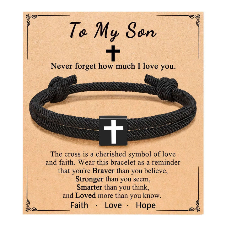 Bracelet croix en corde Christianartworkshop Milano avec carte cadeau : Bénédiction attentionnée pour les baptêmes et les étapes importantes - À mon fils - image 17