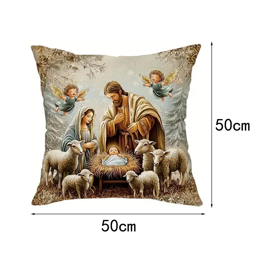 Christianartworkshop Coussin sur le thème de la Nativité (lot de 4) : un compagnon apaisant pour les espaces de vie - UN - 19,7''*19,7''/50*50cm - image 8