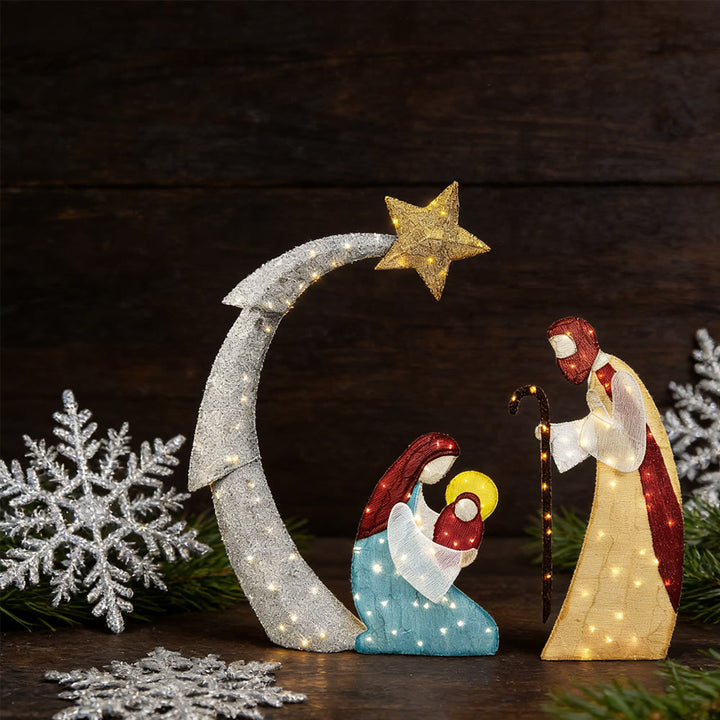 Christianartworkshop Série de décorations lumineuses Étoile de la Nativité : Présence divine et recueillement de Noël - Crèche - 3 - image 2