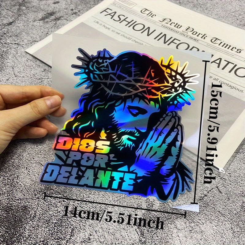 Christianartworkshop Autocollant holographique pour voiture « Dévotion » : Un rappel de foi et de dynamisme pour les objets du quotidien - image 2