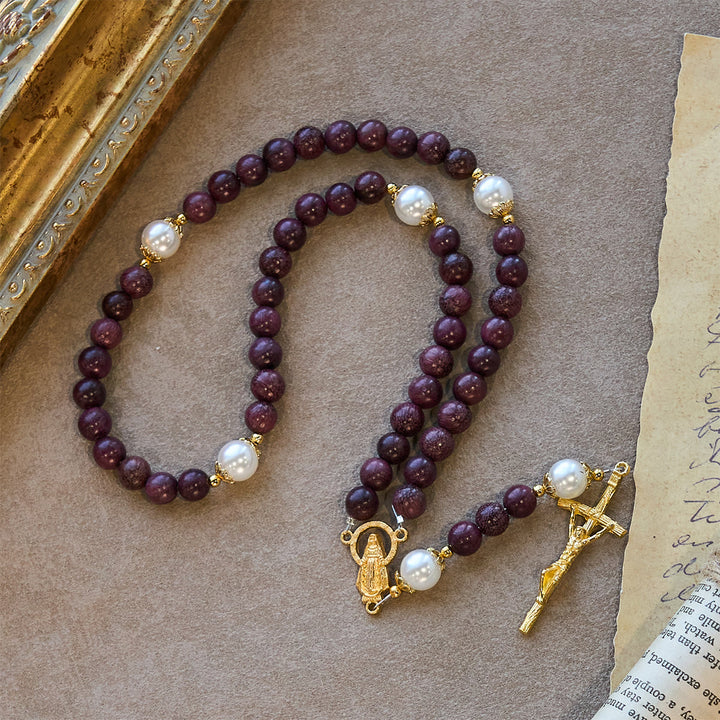 Christianartworkshop Chapelet de dévotion élégant en bois de périlla avec Notre-Dame et crucifix - image 7