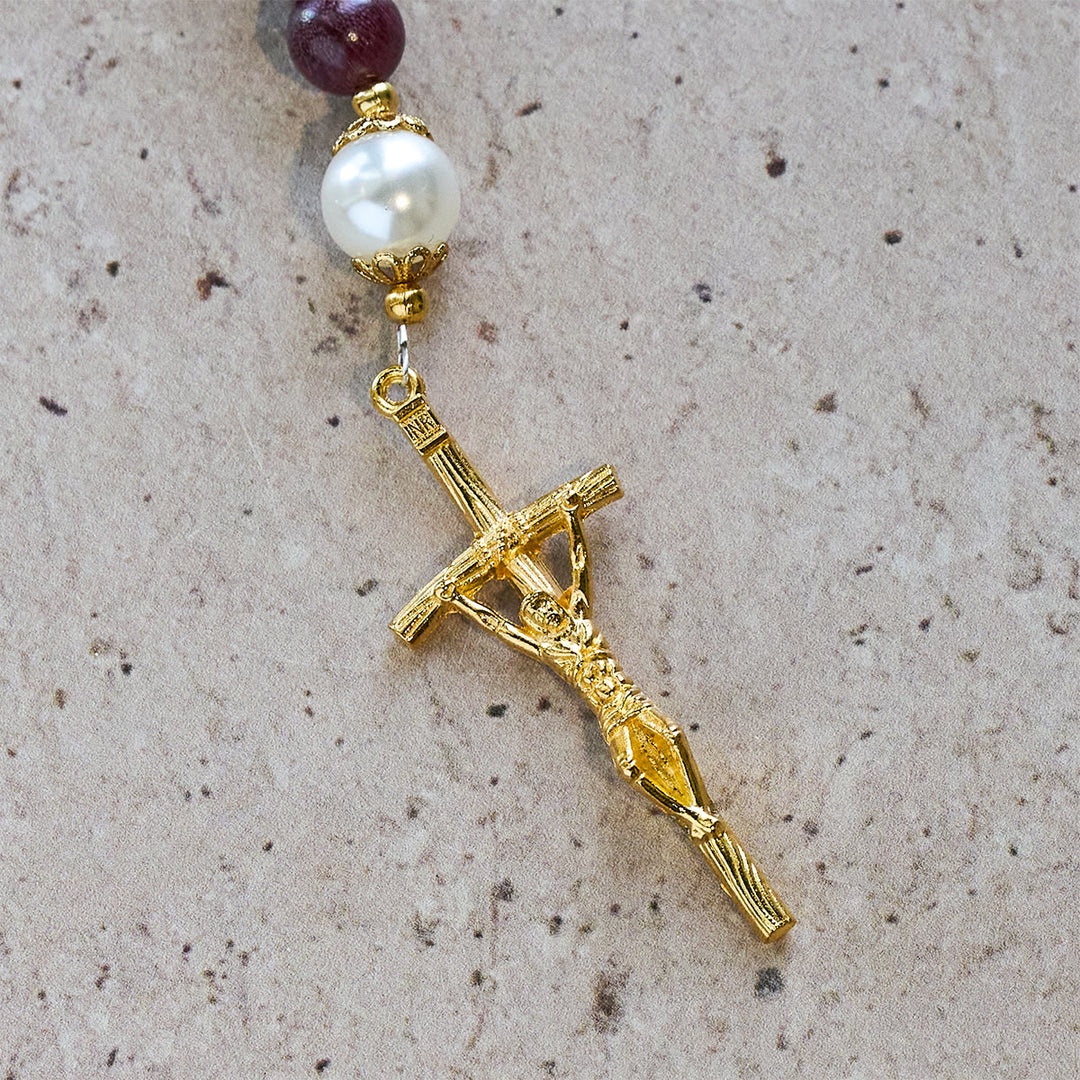 Christianartworkshop Chapelet de dévotion élégant en bois de périlla avec Notre-Dame et crucifix - image 10