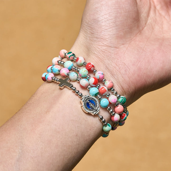 Christianartworkshop Bracelet chapelet 6 mm à effet UV pastel : teintes pastel et dévotion illuminée - Pastel UV-Glow - image 0