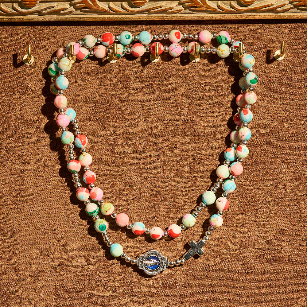 Christianartworkshop Bracelet chapelet 6 mm à effet UV pastel : teintes pastel et dévotion illuminée - image 8