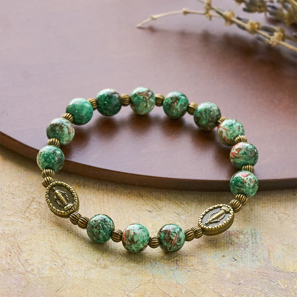 Christianartworkshop Chapelet en verre peint à l'huile, bracelet : un rappel de foi et de grâce pour les moments de calme - image 18