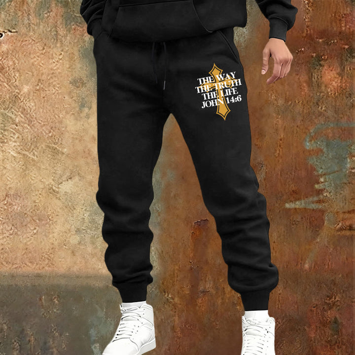 Atelier d'art chrétien - Pantalon de survêtement Jean avec croix : Idéal pour l'église et les journées décontractées - image 1