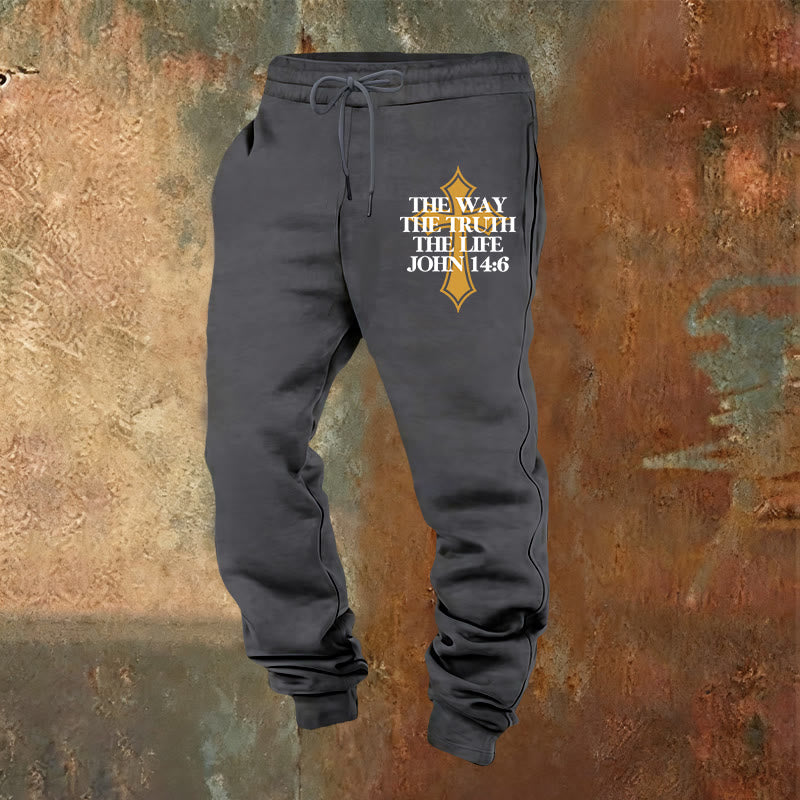 Atelier d'art chrétien - Pantalon de survêtement Jean avec croix : Idéal pour l'église et les journées décontractées - Gris chaud - 2XL - image 20