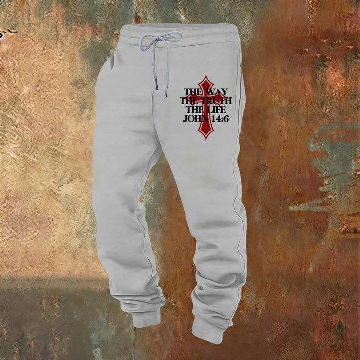 Atelier d'art chrétien - Pantalon de survêtement Jean avec croix : Idéal pour l'église et les journées décontractées - Gris clair - 2XL - image 12