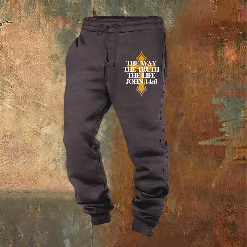 Atelier d'art chrétien - Pantalon de survêtement Jean avec croix : Idéal pour l'église et les journées décontractées - Gris foncé - 2XL - image 8