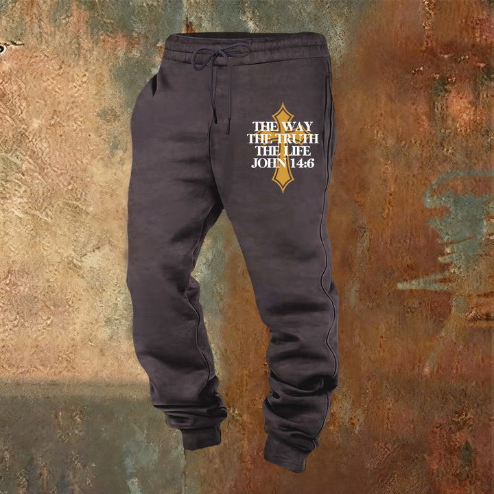 Atelier d'art chrétien - Pantalon de survêtement Jean avec croix : Idéal pour l'église et les journées décontractées - Gris foncé - 2XL - image 8