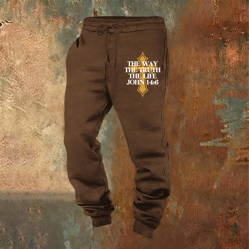 Atelier d'art chrétien - Pantalon de survêtement Jean avec croix : Idéal pour l'église et les journées décontractées - Brun - 2XL - image 16