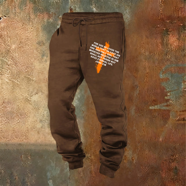 Christianartworkshop Jean 3:16 Pantalon de survêtement : À porter au quotidien avec une foi gracieuse - Brun - 2XL - image 0