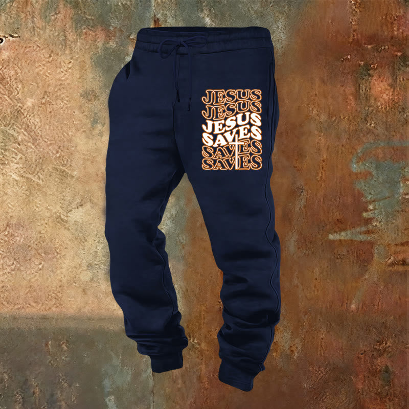 Christianartworkshop Pantalon de survêtement Jésus sauve : Confort quotidien enveloppé de dévotion - Bleu marine - 2XL - image 16