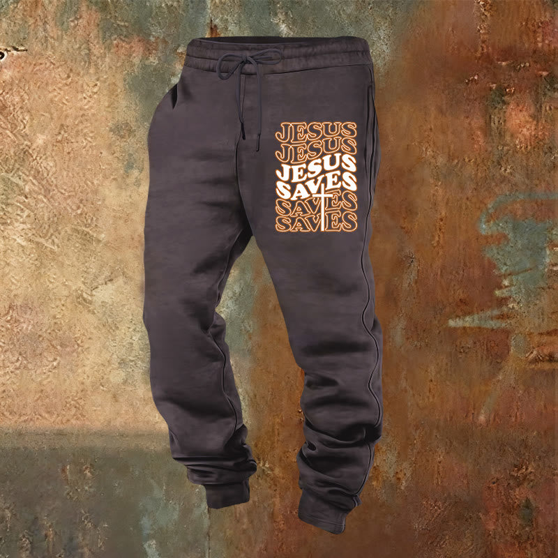 Christianartworkshop Pantalon de survêtement Jésus sauve : Confort quotidien enveloppé de dévotion - Gris foncé - 2XL - image 20