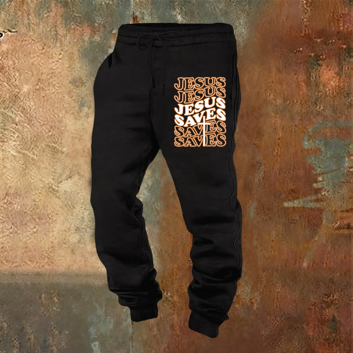 Christianartworkshop Pantalon de survêtement Jésus sauve : Confort quotidien enveloppé de dévotion - Noir - 2XL - image 12