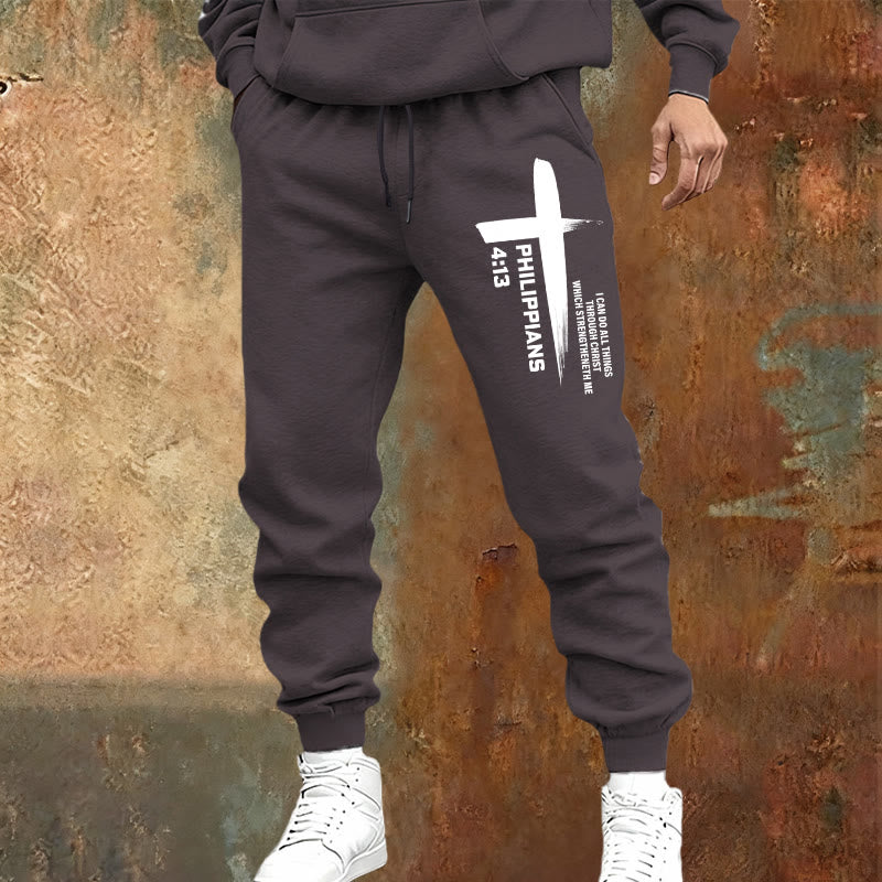 Christianartworkshop Pantalon de survêtement « Je peux tout faire » en croix : un vêtement du quotidien enraciné dans l'espoir - image 9