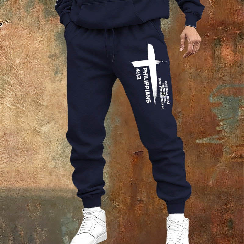 Christianartworkshop Pantalon de survêtement « Je peux tout faire » en croix : un vêtement du quotidien enraciné dans l'espoir - image 5