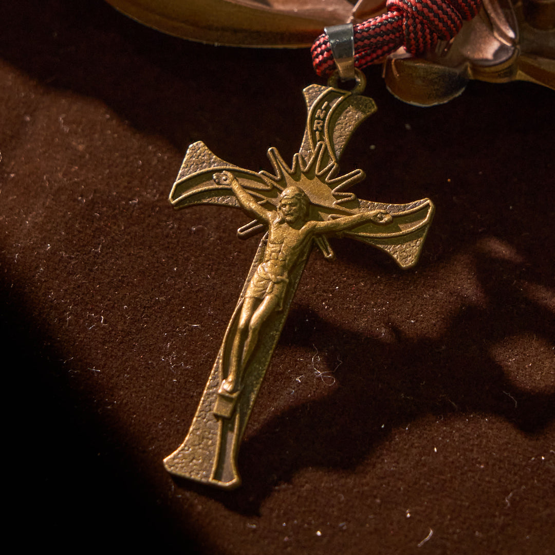 Christianartworkshop FOI PRIÉE : Chapelet de poche portable en paracorde avec crucifix et saint Benoît - image 7