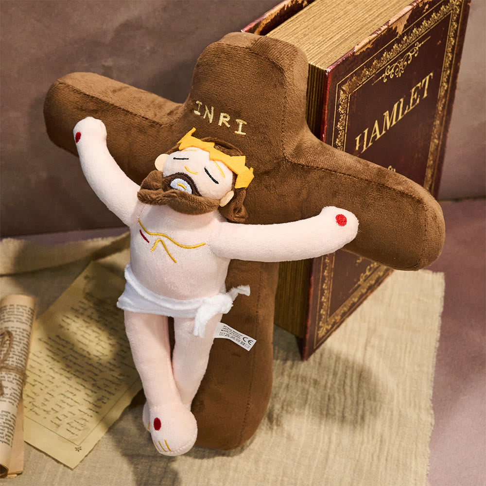 Christianartworkshop Crucifix en peluche marqué INRI : Compagnon douillet de l'amour rédempteur - image 1