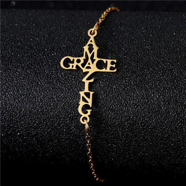 Bracelet Croix et Foi de Christianartworkshop : Un délicat compagnon de grâce et d'espoir - AMAZING GRACE - Doré - image 5