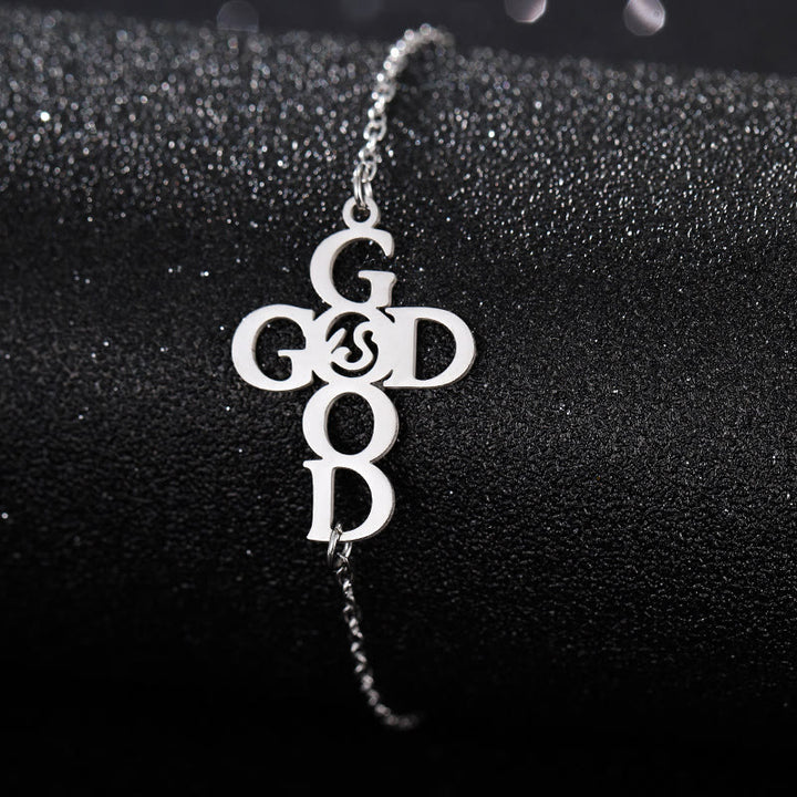 Bracelet Croix et Foi de Christianartworkshop : Un délicat compagnon de grâce et d'espoir - BON DIEU - Argent - image 13