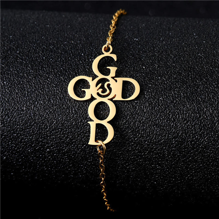 Bracelet Croix et Foi de Christianartworkshop : Un délicat compagnon de grâce et d'espoir - BON DIEU - Doré - image 7