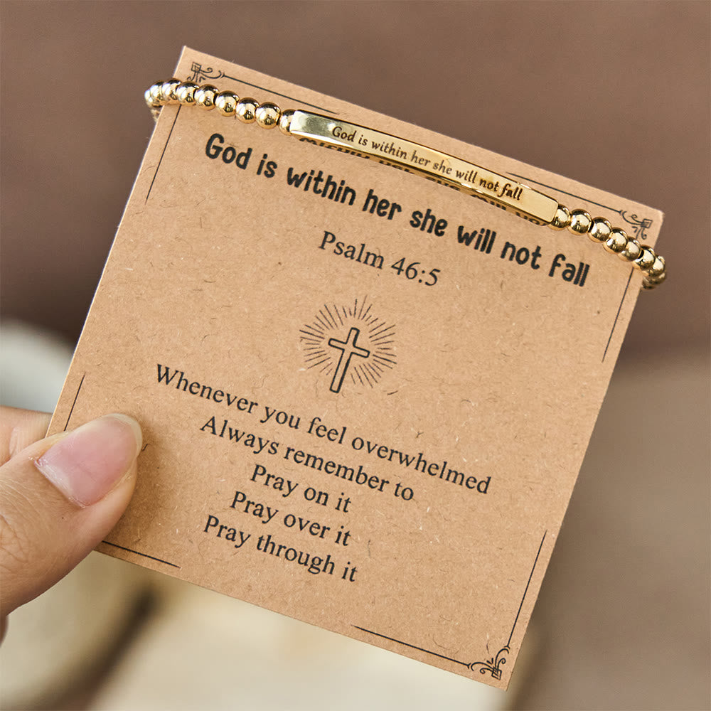 Bracelet Christianartworkshop « Dieu est premier » et Psaume 46:5 : un compagnon fidèle pour le quotidien - Psaume 46:5 Bracelet d'or - image 9