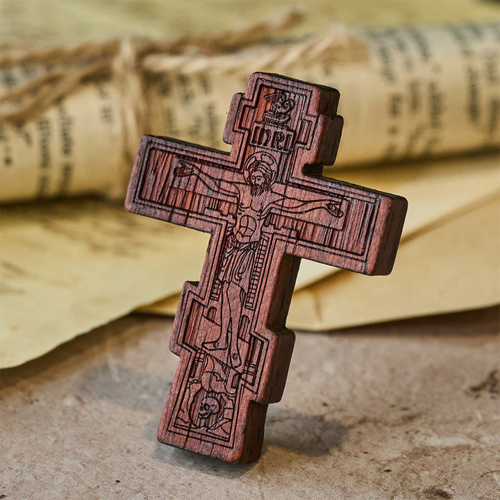 Christianartworkshop Croix de poche crucifix en terre : un rappel discret du sacrifice - Crucifix - image 0