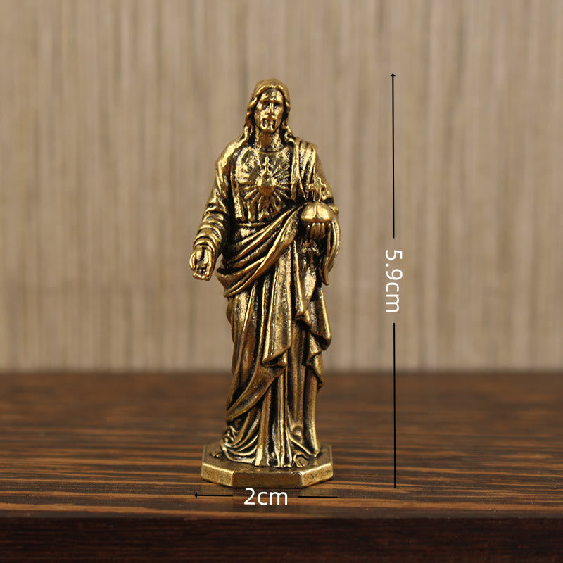 Christianartworkshop Statue en laiton de Jésus au Sacré-Cœur : Compagnon respectueux de la grâce - Jésus - image 1