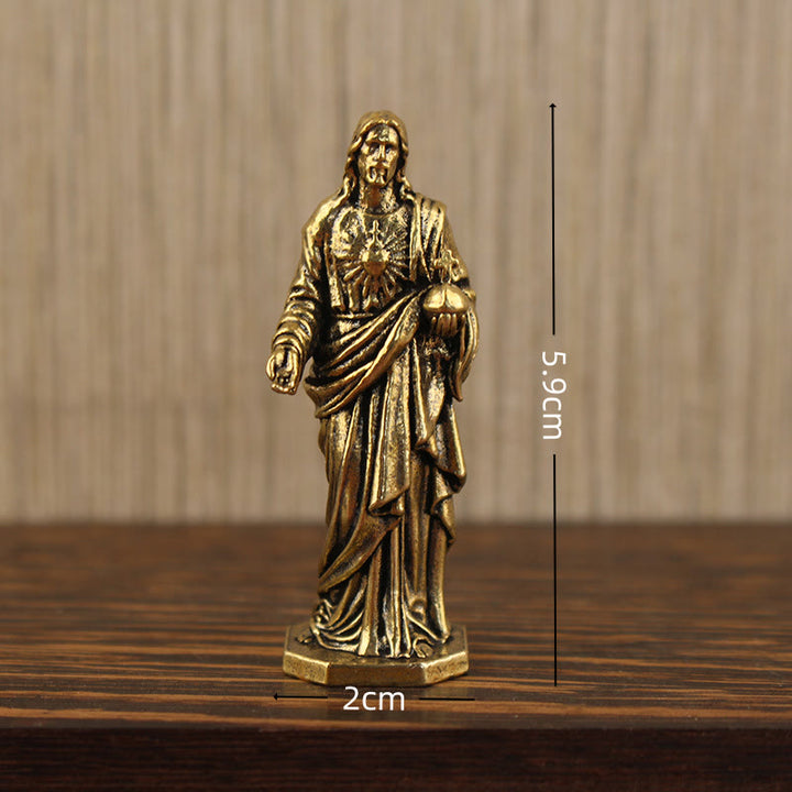 Christianartworkshop Statue en laiton de Jésus au Sacré-Cœur : Compagnon respectueux de la grâce - Jésus - image 1