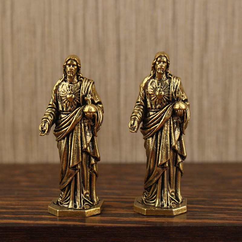 Christianartworkshop Statue en laiton de Jésus au Sacré-Cœur : Compagnon respectueux de la grâce - image 0